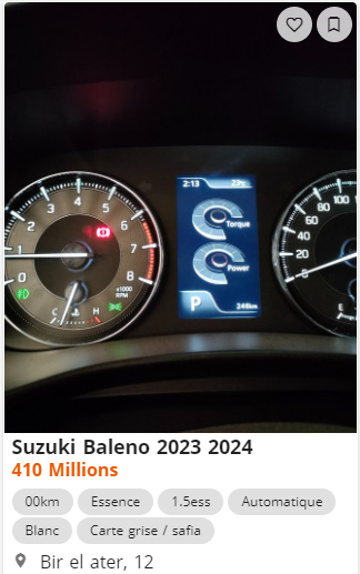 أسعار ومواصفات سوزوكي Baleno الجديدة في الجزائر